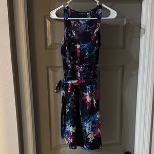 Express Black Floral Dress with Pink and Blue Accents